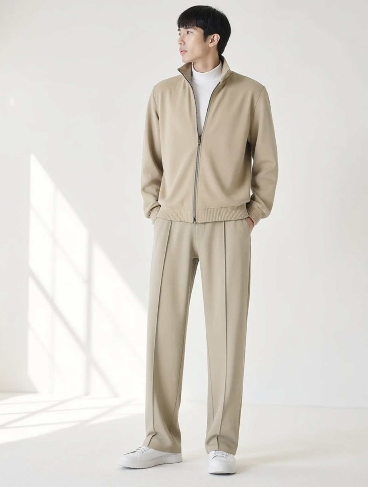 Relaxed Tailored Trousers - Light Sandstone