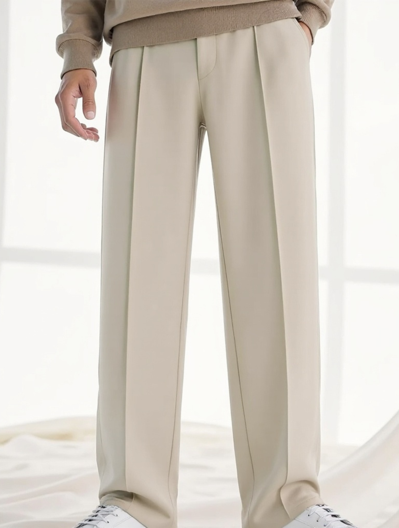 Relaxed Tailored Trousers - Light Sandstone