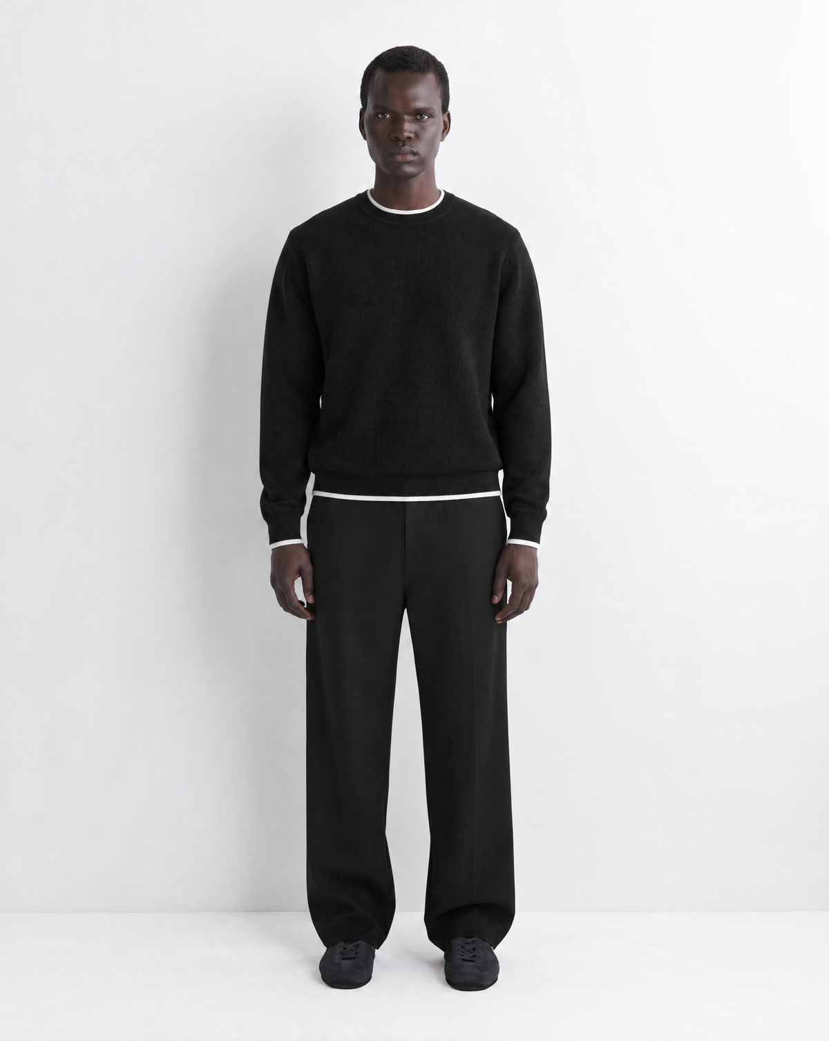 Two-tone Knit Sweater - Black