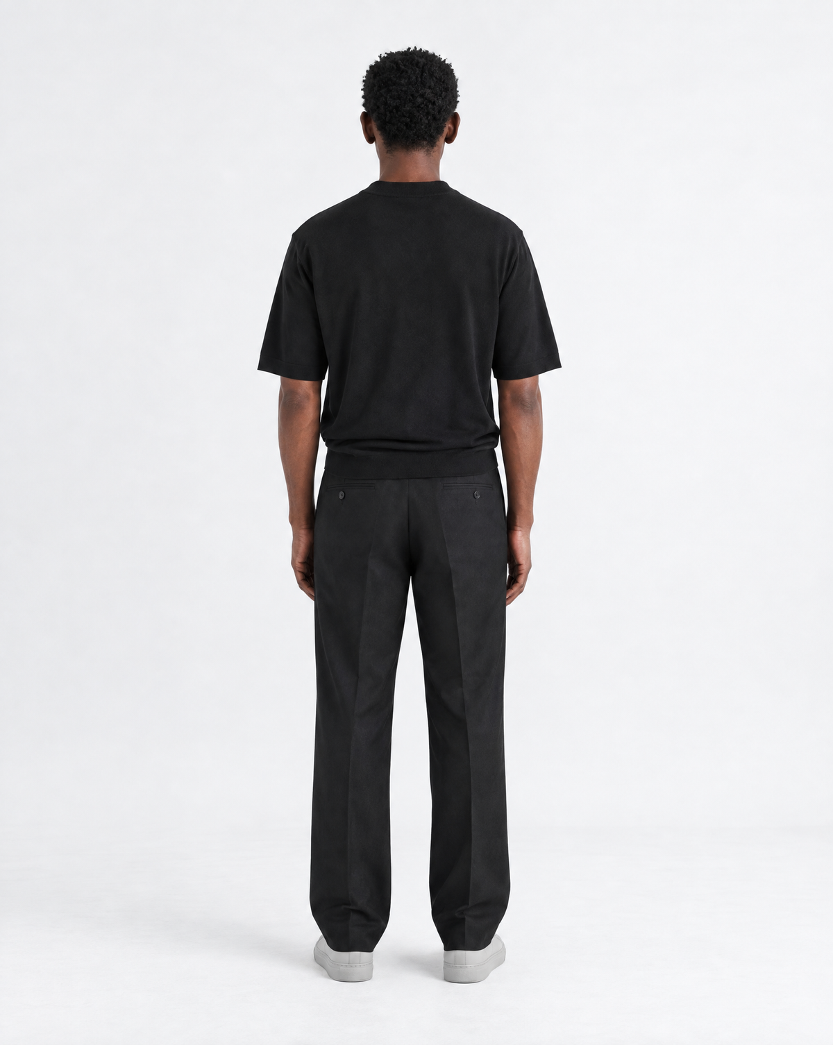 Mock Neck Knit Tee — Black