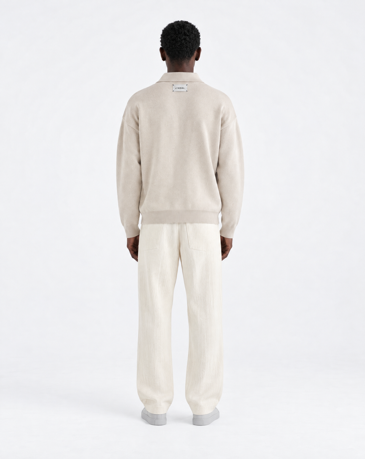 One-button Relaxed Knit Polo - Sand
