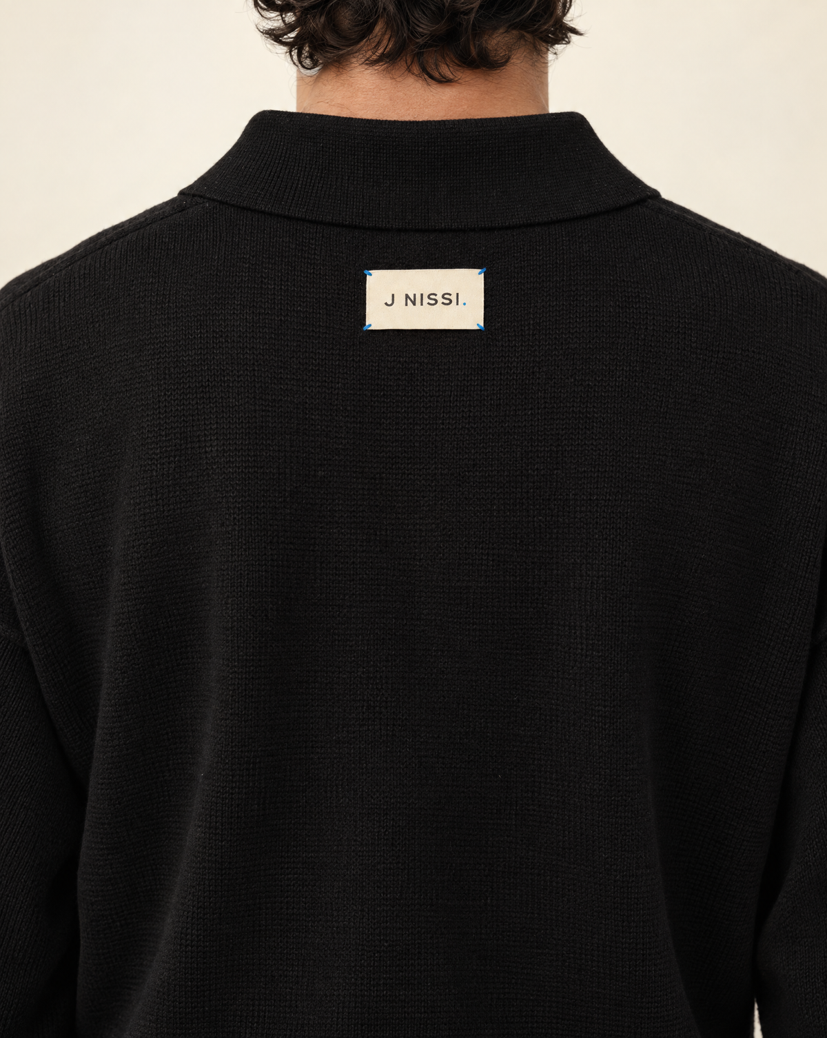 One-button Relaxed Knit Polo - Black
